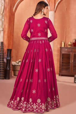 Red Art Silk Sequins Embroidered Wedding Salwar Kameez