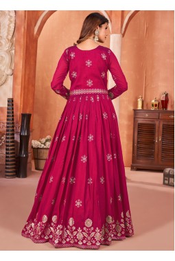 Red Art Silk Sequins Embroidered Wedding Salwar Kameez