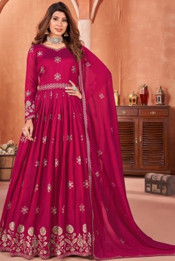 Red Art Silk Sequins Embroidered Wedding Salwar Kameez