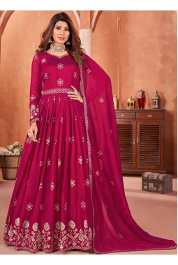 Red Art Silk Sequins Embroidered Wedding Salwar Kameez
