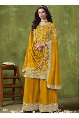 Mustard Dola Silk Jacquard Wedding Salwar Kameez