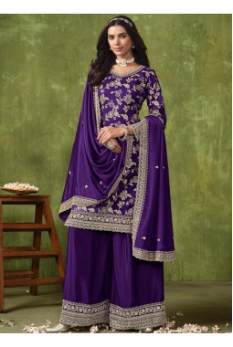 Violet Dola Silk Jacquard Lace Work Wedding Salwar Kameez