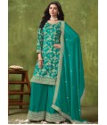 Blue Jacquard Wedding Salwar Kameez