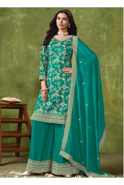 Blue Jacquard Wedding Salwar Kameez