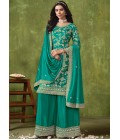 Blue Jacquard Wedding Salwar Kameez