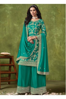 Blue Jacquard Wedding Salwar Kameez