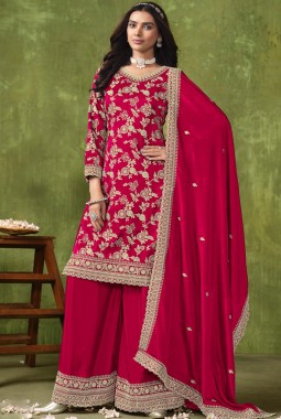 Red Dola Silk Lace Work Wedding Salwar Kameez