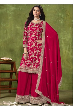 Red Dola Silk Lace Work Wedding Salwar Kameez