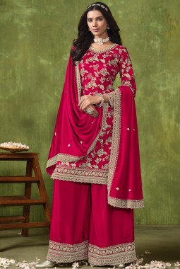 Red Dola Silk Lace Work Wedding Salwar Kameez