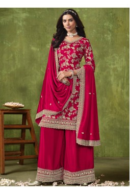 Red Dola Silk Lace Work Wedding Salwar Kameez