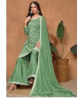 Pista Green Chinnon Sequins Embroidered Wedding Salwar Kameez