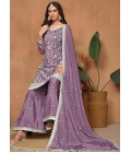 Lavender Chinnon Resham Embroidered Wedding Salwar Kameez