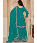 Blue Chinnon Sequins Embroidered Wedding Salwar Kameez