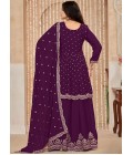 Purple Chinnon Resham Embroidered Wedding Salwar Kameez