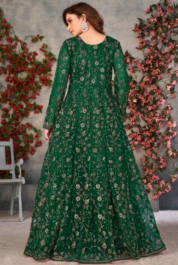 Green Net Zari Embroidered Wedding Salwar Kameez