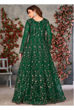 Green Net Zari Embroidered Wedding Salwar Kameez