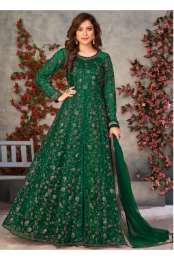 Green Net Zari Embroidered Wedding Salwar Kameez