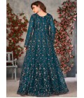 Blue Net Zari Embroidered Wedding Salwar Kameez