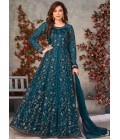 Blue Net Zari Embroidered Wedding Salwar Kameez