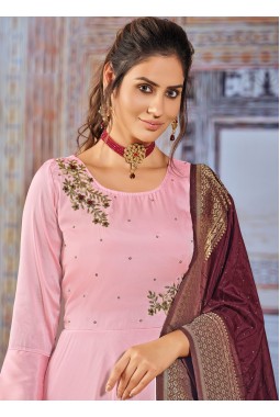 Pink Silk Handwork Wedding Salwar Kameez