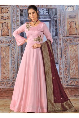 Pink Silk Handwork Wedding Salwar Kameez