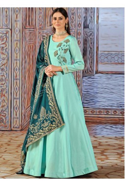 Blue Silk Sequins Embroidered Wedding Salwar Kameez