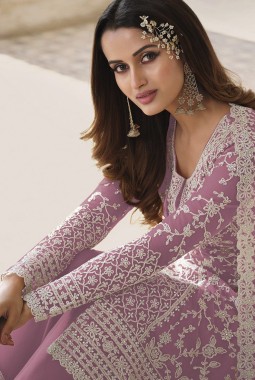 Purple Heavy Net Embroidered Wedding Salwar Kameez