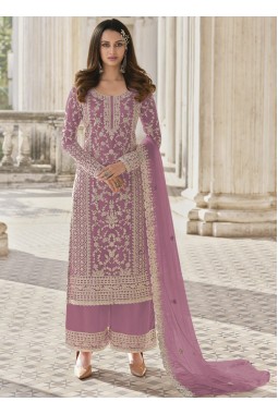 Purple Heavy Net Embroidered Wedding Salwar Kameez