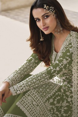 Green Heavy Net Cording Work Wedding Salwar Kameez