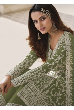 Green Heavy Net Cording Work Wedding Salwar Kameez