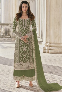 Green Heavy Net Cording Work Wedding Salwar Kameez