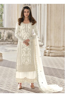 White Heavy Net Cording Work Wedding Salwar Kameez