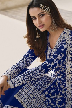 Royal Blue Heavy Net Embroidered Wedding Salwar Kameez