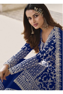 Royal Blue Heavy Net Embroidered Wedding Salwar Kameez