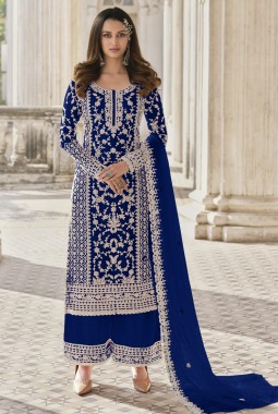 Royal Blue Heavy Net Embroidered Wedding Salwar Kameez