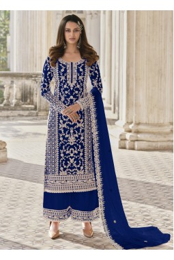Royal Blue Heavy Net Embroidered Wedding Salwar Kameez
