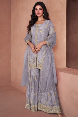 Liliac Faux Georgette Digital Print Wedding Plazzo Style Salwar Kameez