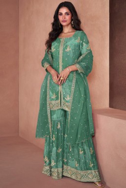 Rama Faux Georgette Digital Print Wedding Plazzo Style Salwar Kameez