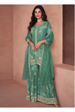 Rama Faux Georgette Digital Print Wedding Plazzo Style Salwar Kameez