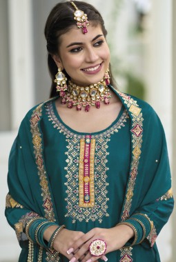 Navy Blue Faux Georgette Sequins Plazzo Set