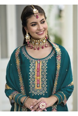 Navy Blue Faux Georgette Sequins Plazzo Set