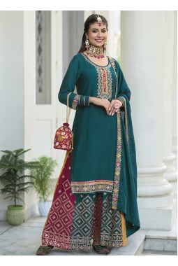 Navy Blue Faux Georgette Sequins Plazzo Set