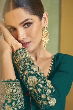 Rama Faux Georgette Embroidered Gown Style Salwar Kameez