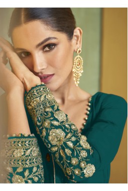 Rama Faux Georgette Embroidered Gown Style Salwar Kameez