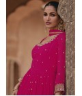 Cherry Faux Georgette Embroidered Kameez Dupatta