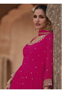 Cherry Faux Georgette Embroidered Kameez Dupatta