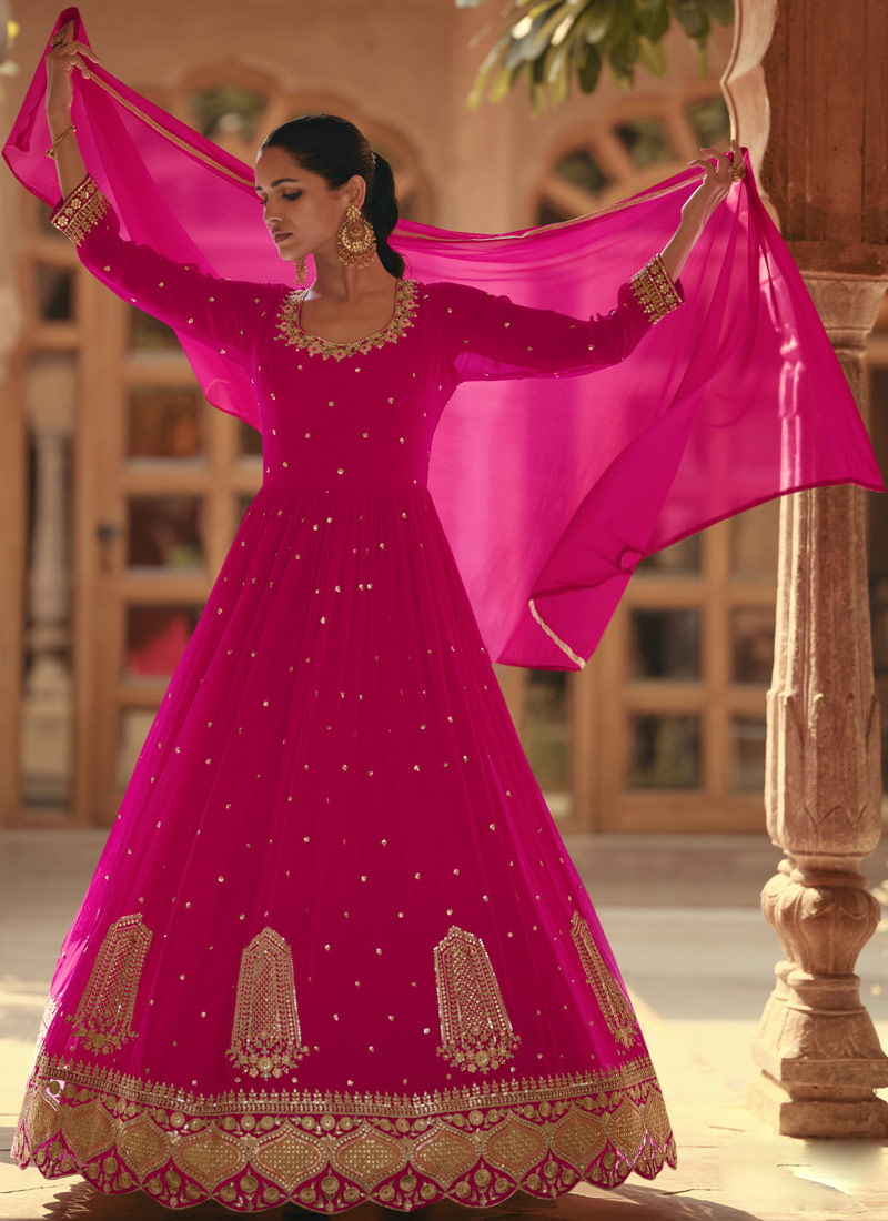 Cherry Faux Georgette Embroidered Kameez Dupatta