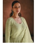 Light Pista Faux Georgette Embroidered Kameez Dupatta