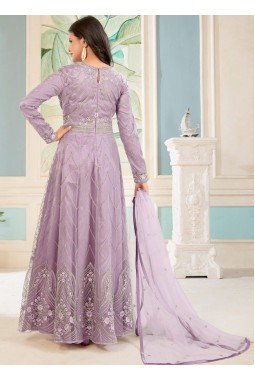 Lavender Heavy Net Embroidered Glitter Cording Wedding Salwar Kameez