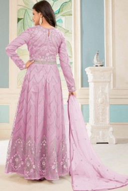 Pink Heavy Net Embroidered Glitter Cording Wedding Salwar Kameez